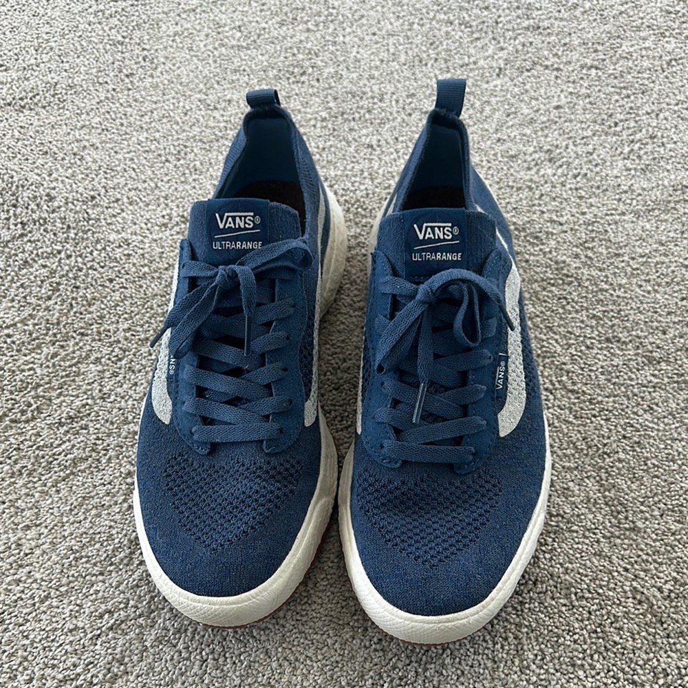 Vans Blue and White Sneakers with Mesh Upper